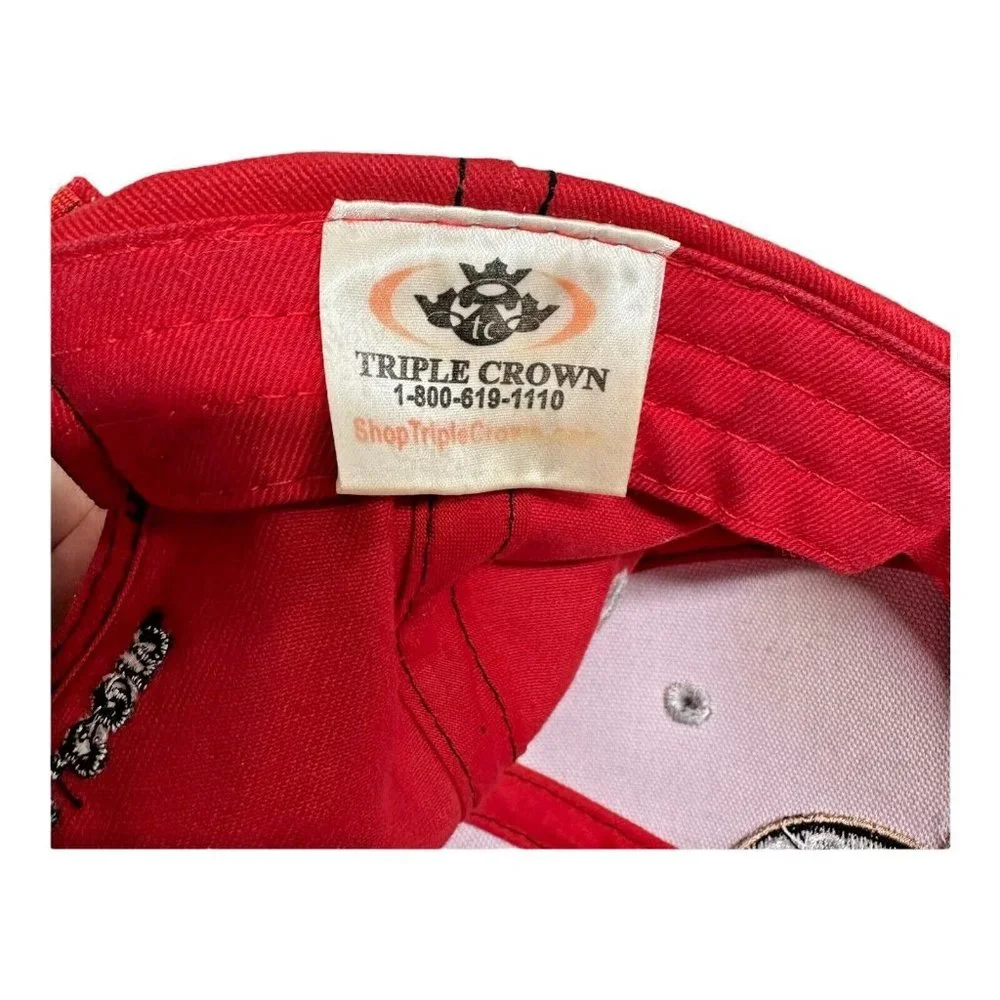 Scott's Fencing Co Diamond Plated Baseball Cap Red Adjustable Strap Triple Crown